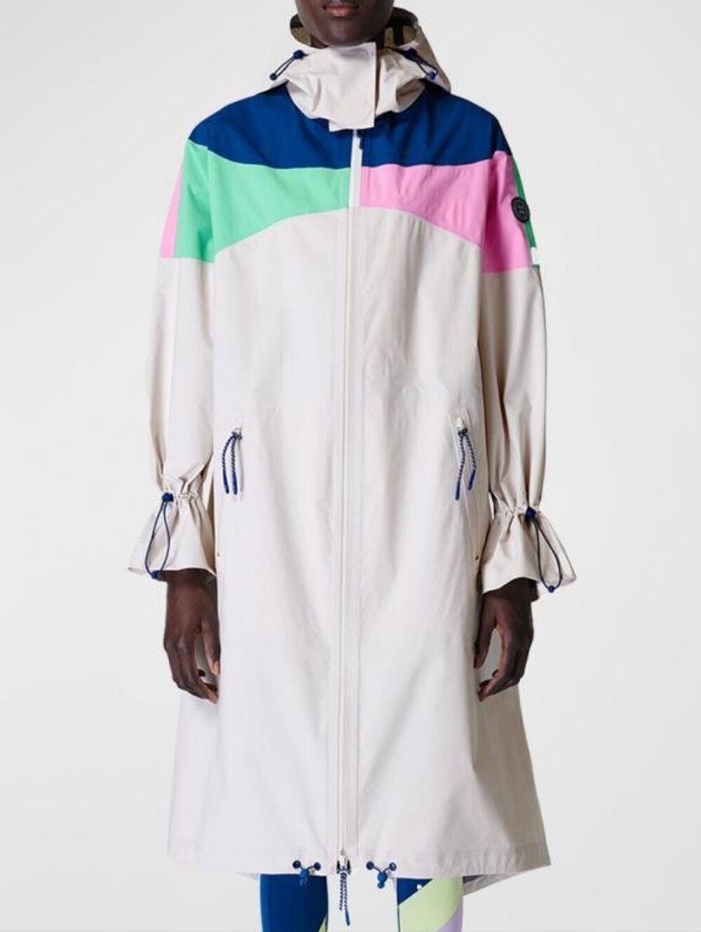 Sweaty Betty Retro Parachute Waterproof Parka Colorblock - Color Morning Grey